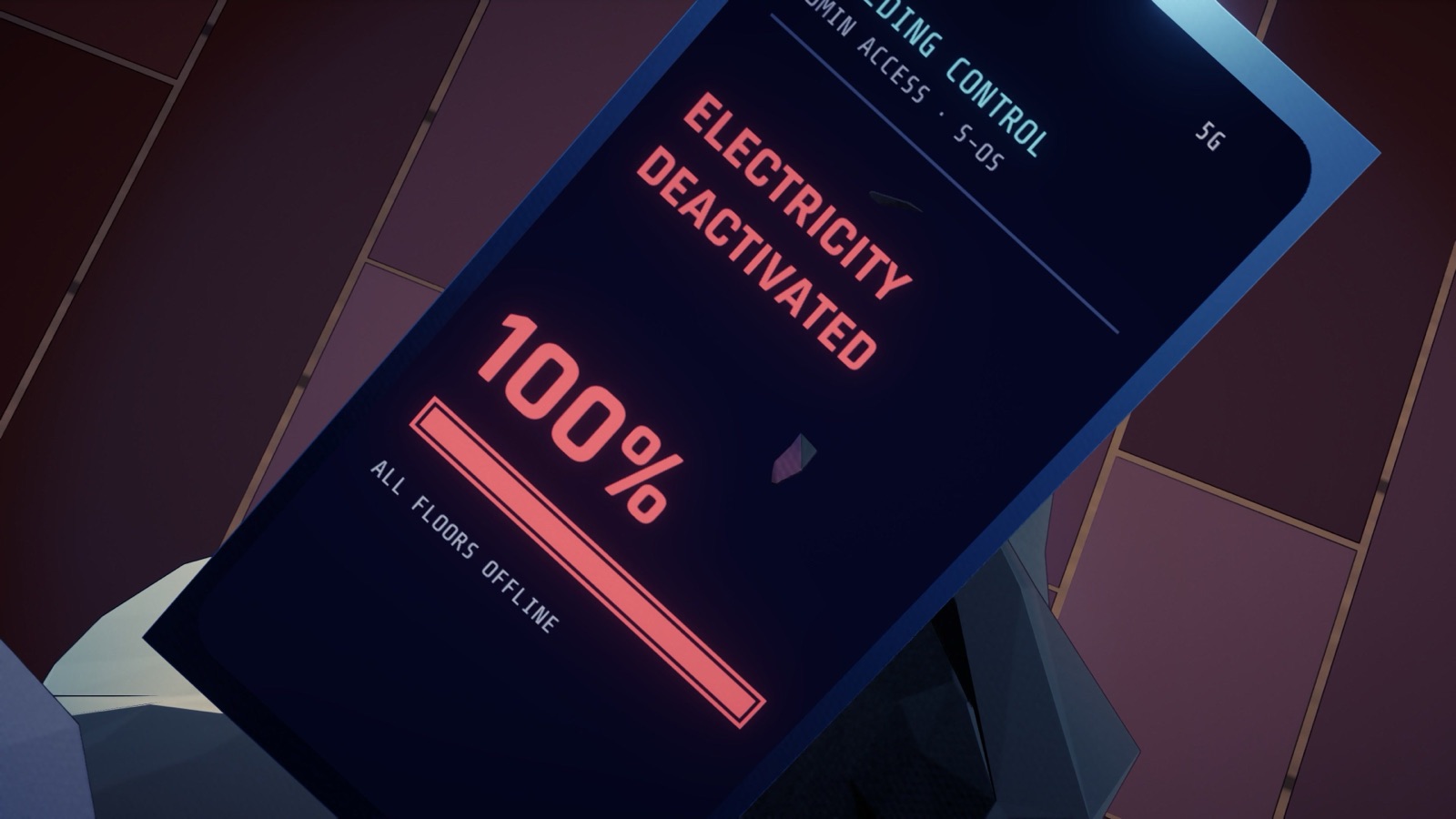 A phone screen: electricity deactivated, 100 percent