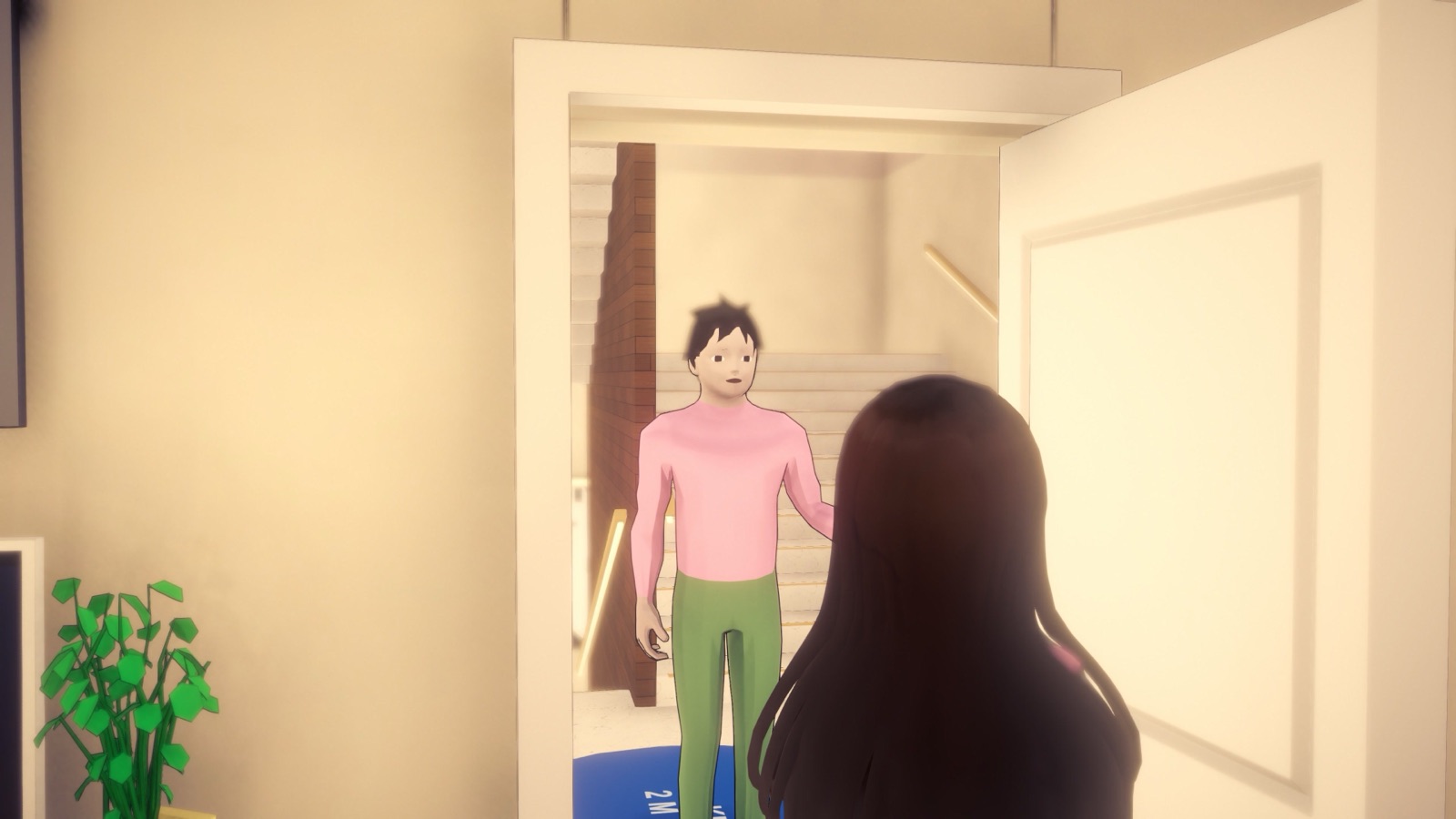 A neighbour at the apartment door
